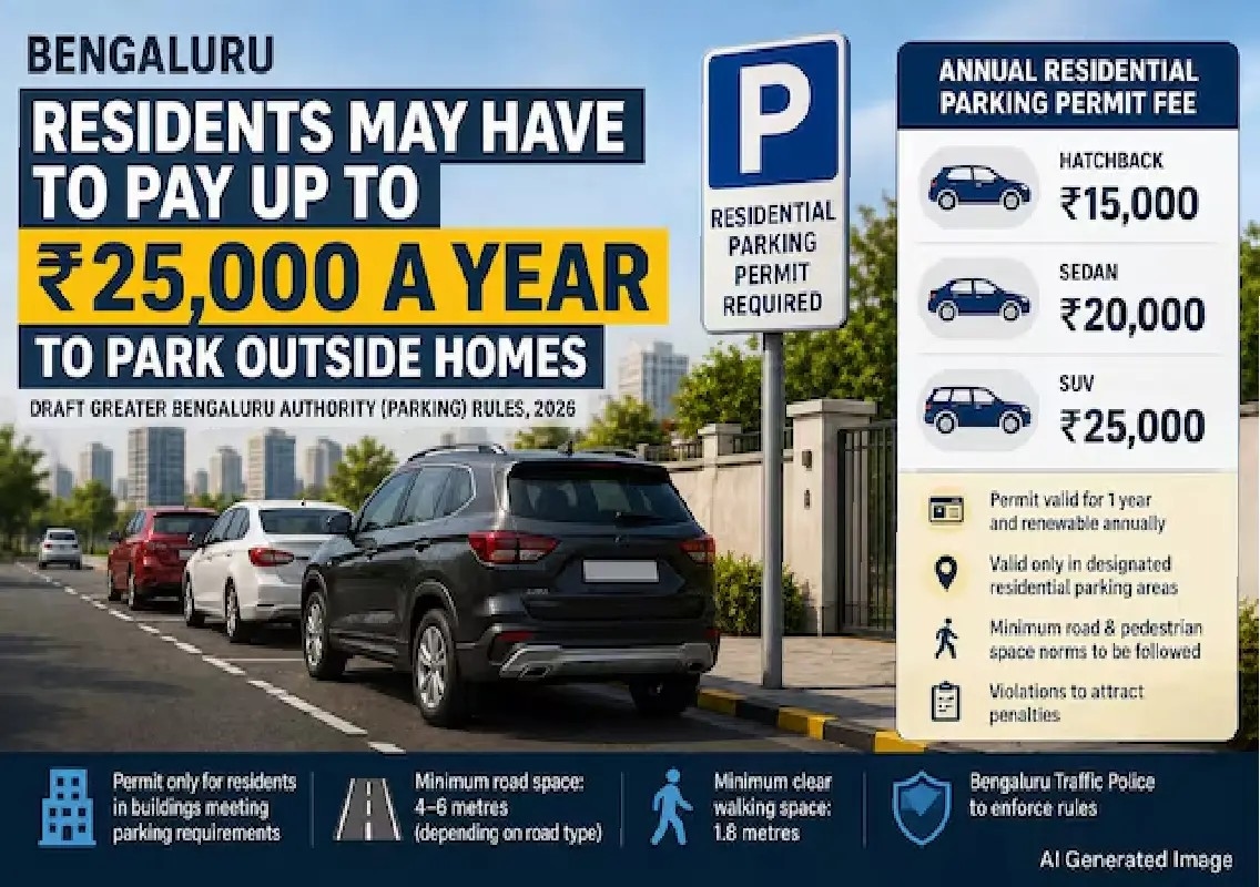 Bengaluru may charge up to Rs 25,000 for residential parking - News Karnataka