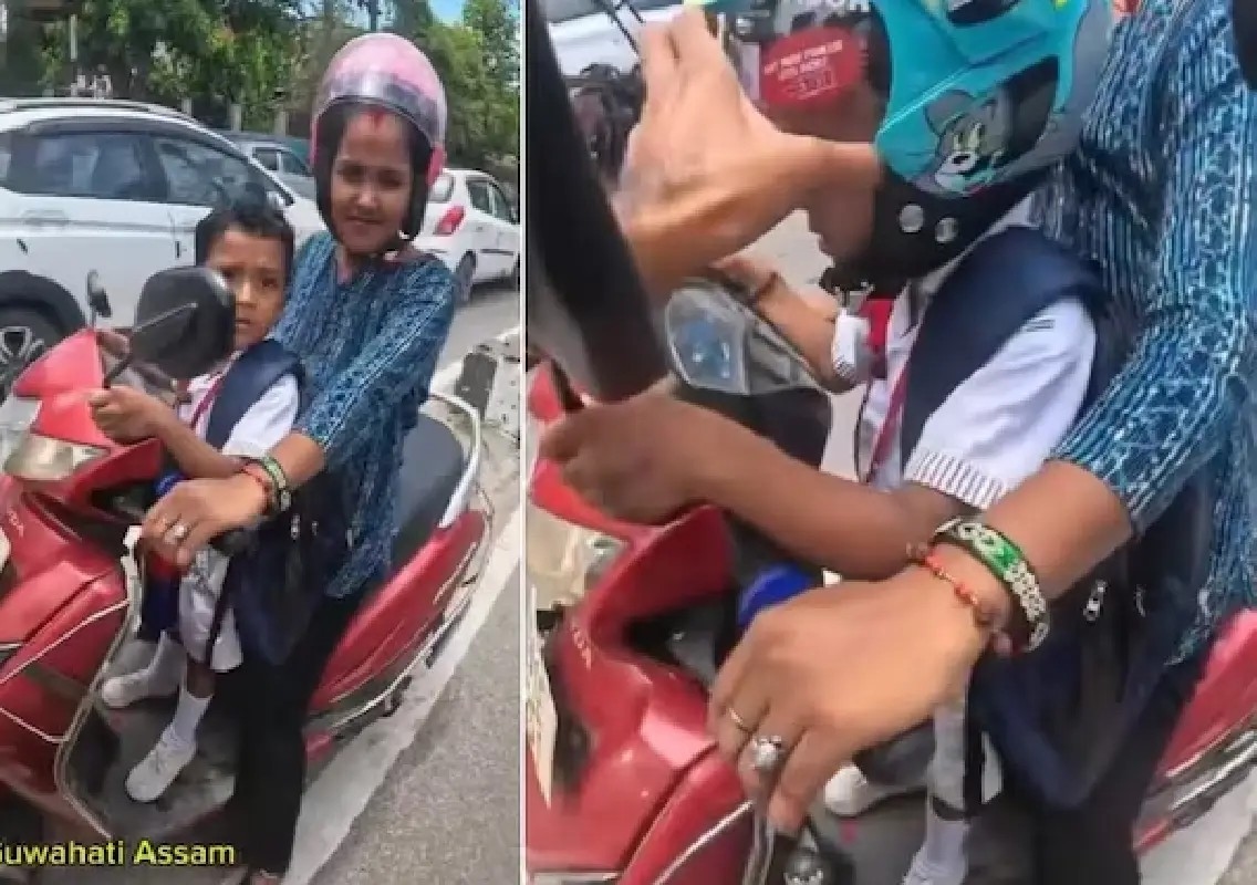 Biker’s simple gesture gives a child a safer ride in Guwahati - News Karnataka