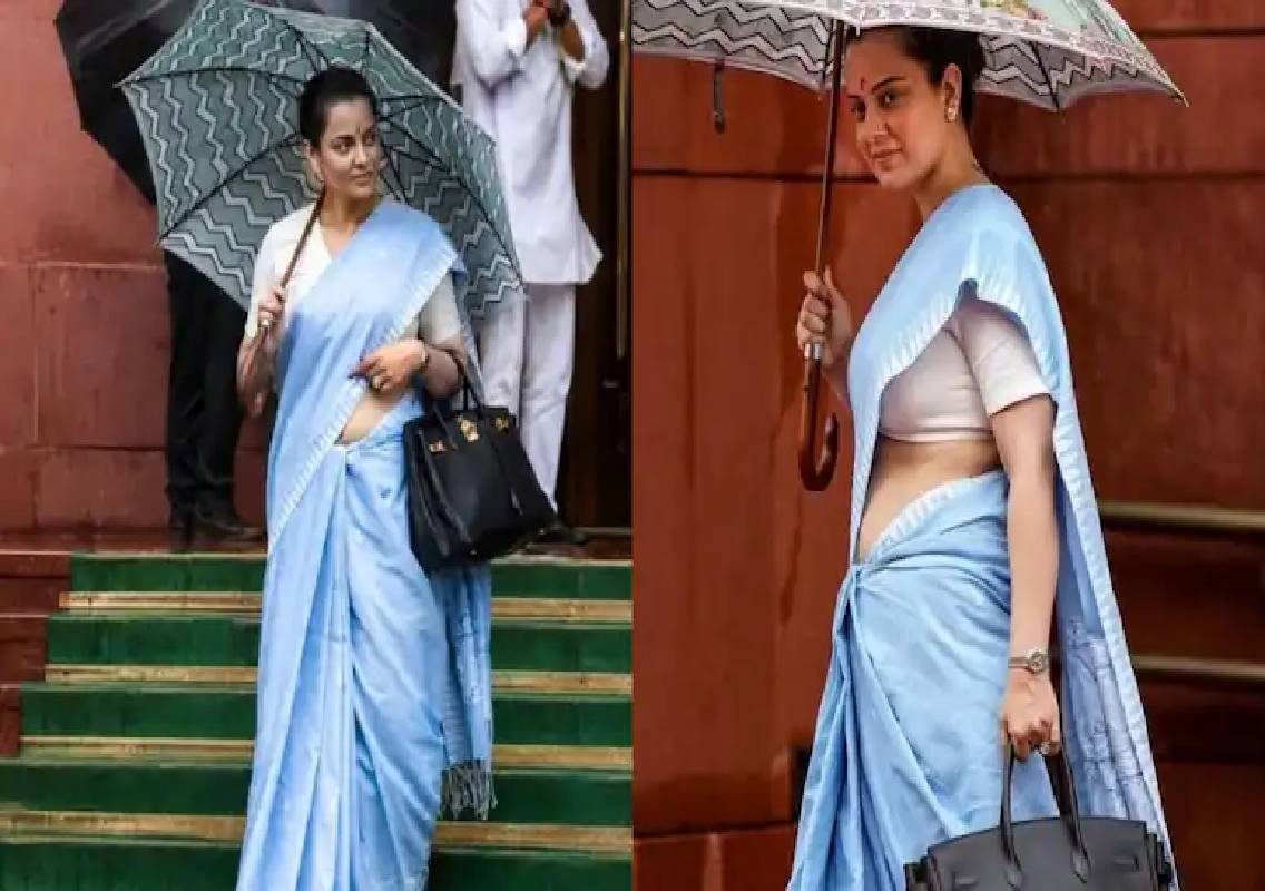 Kangana Ranaut's Rs 35 lakh Birkin with blue saree - News Karnataka