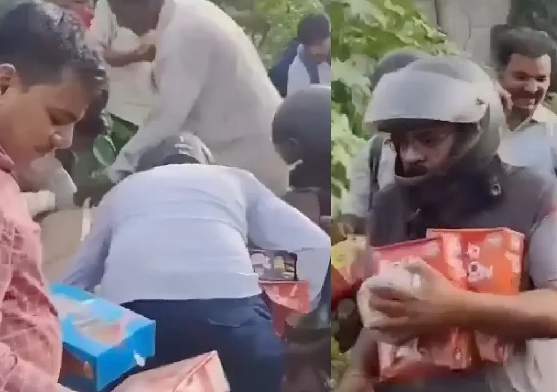 Kanpur video shows people rushing to collect discarded chocolates - News Karnataka