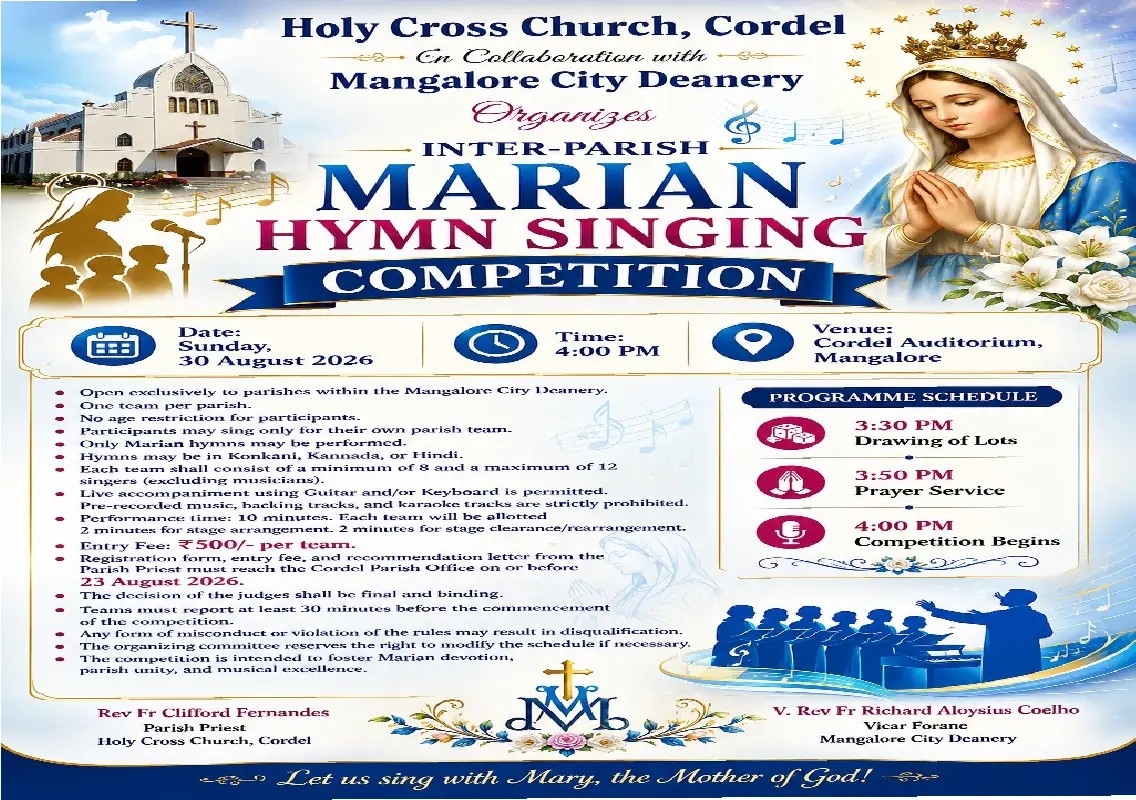 Marian hymn singing competition to unite city parishes in faith - News Karnataka