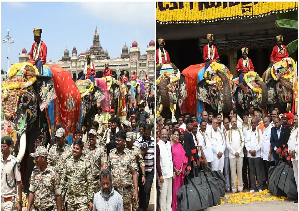 Mysuru Dasara begins as first batch of nine elephants gets grand welcome - News Karnataka