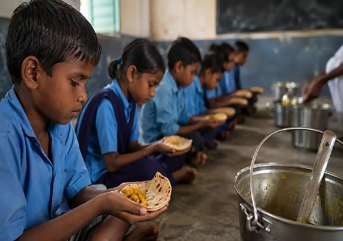 Principal suspended after midday meal served in students' hands - News Karnataka