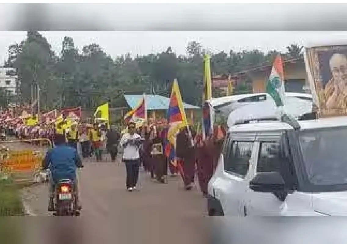 Tibetans march in Bylakuppe seeking freedom and justice - News Karnataka