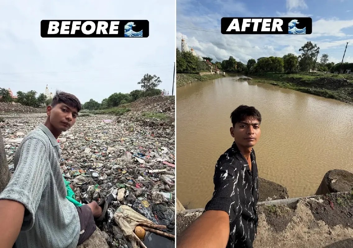 21-year-old cleans polluted river with his own money - News Karnataka