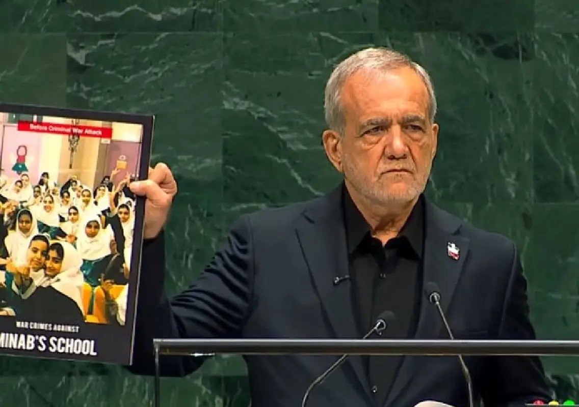 Iran president displays Minab child photos at UN - News Karnataka