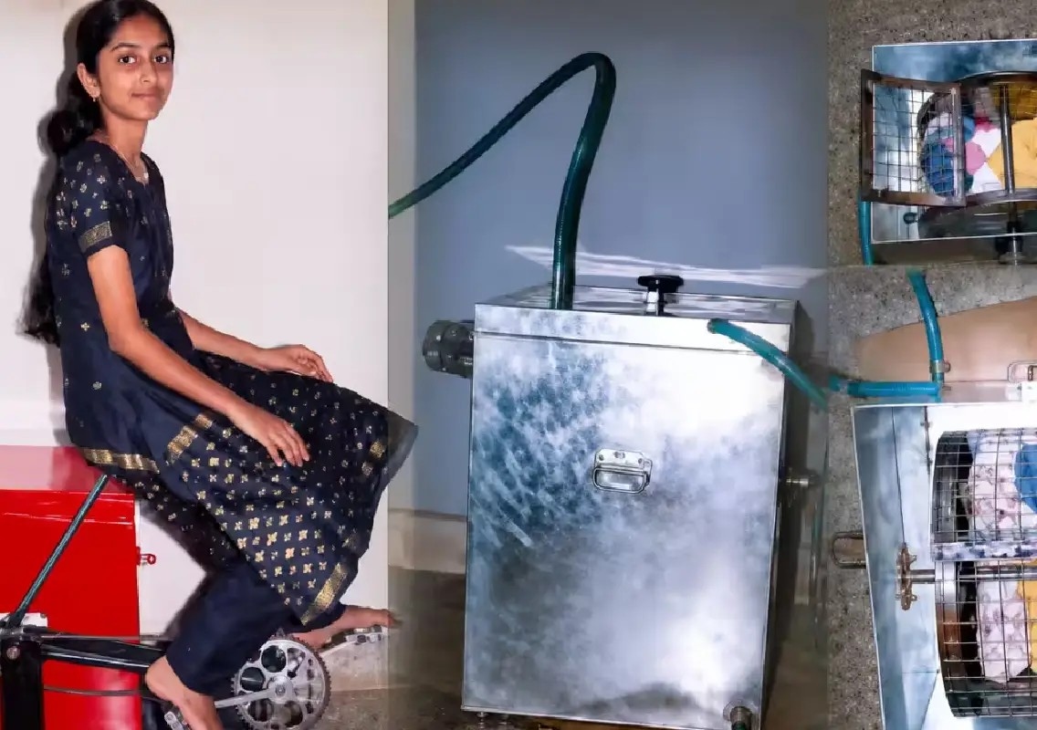 Kerala schoolgirl who turned a bicycle into a washing machine - News Karnataka
