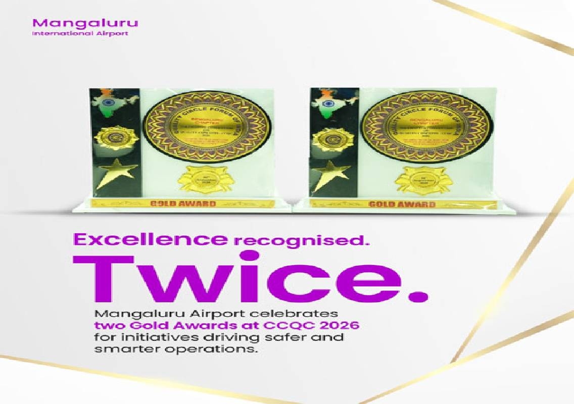 Mangaluru airport wins double gold at QCFI convention - News Karnataka