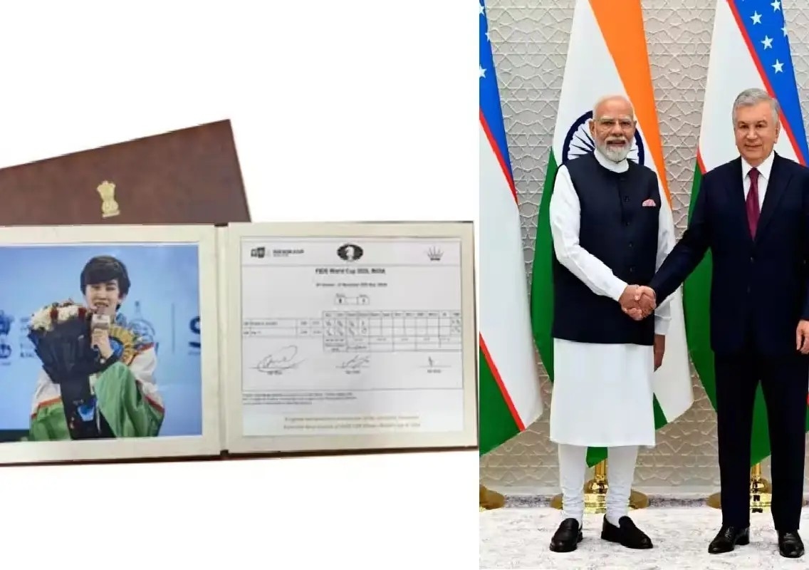 Modi gifts Uzbek president a special memento from Goa Chess World Cup - News Karnataka