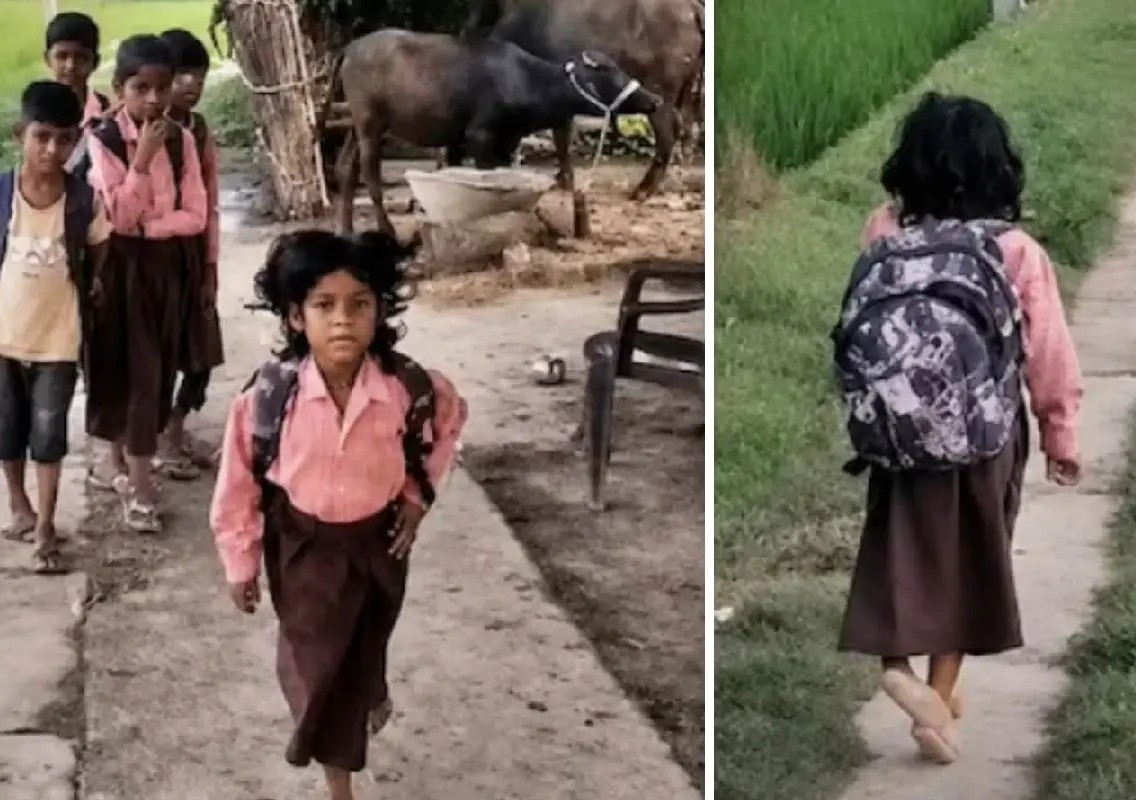 Seven-year-old girl gets help after walking to school on one leg - News Karnataka
