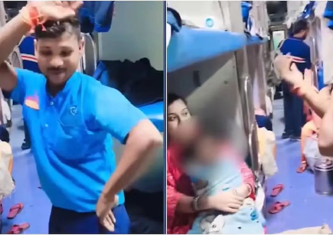 Tea vendor dances to comfort crying child on train - News Karnataka