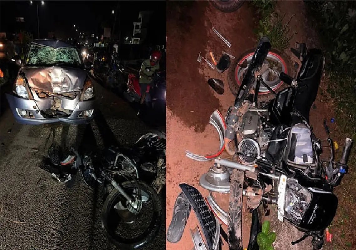 Two seriously injured as motorcycle, car collide head-on at Uchila - News Karnataka