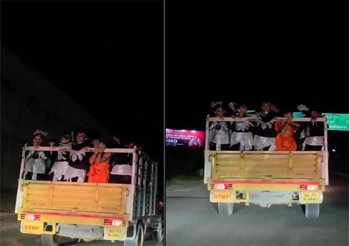 Viral video of children in goods tempo on NH 66 sparks safety concerns: WATCH - News Karnataka
