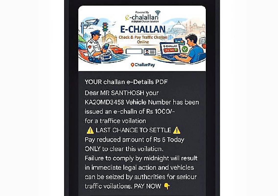 Fake e-challan WhatsApp scam targets Karnataka citizens - News Karnataka
