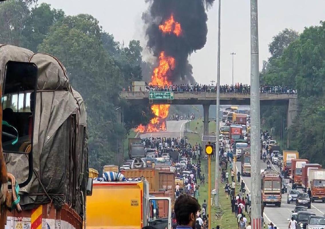 Chemical-laden truck fire brings Bengaluru’s NICE Road to a halt - News Karnataka