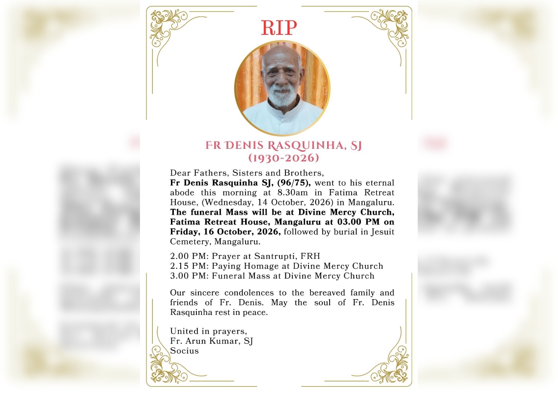 Jesuit Priest Fr Denis Rasquinha Passes Away at 96 - News Karnataka
