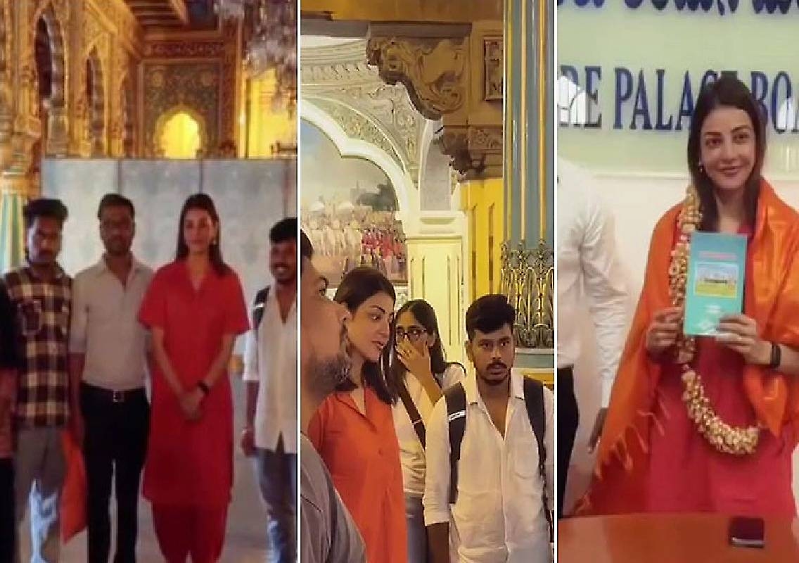 Kajal Aggarwal visits Mysore Palace, fans gather for selfies - News Karnataka