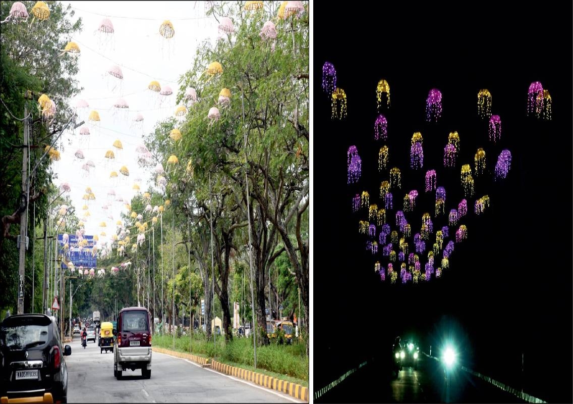 Mysore Dasara: Bamboo baskets replace trees for lights - News Karnataka