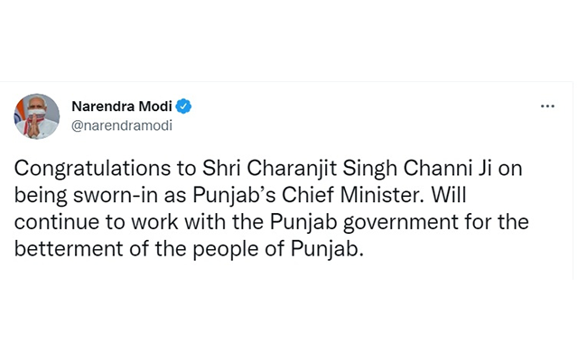 Pm Modi Greets New Punjab Chief Minister Channi