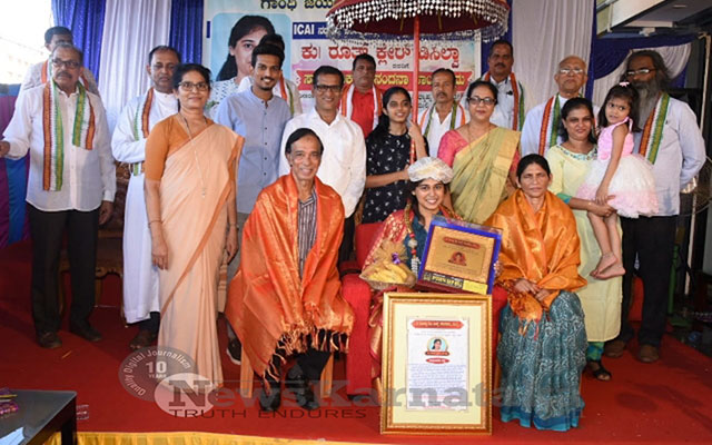Celebration of Mahatma Gandhi and Lal Bahadur Shastris birthday Felicitation of Ruth Clare DSilva