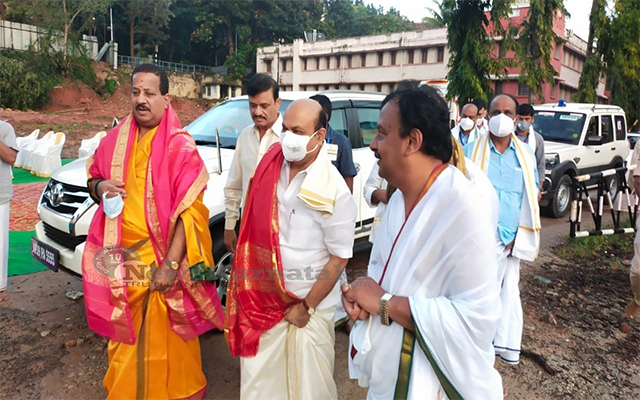 Karnataka Chief Minister Basavaraj Bommai on his visit to Tirupati Temple in Andhra Pradesh