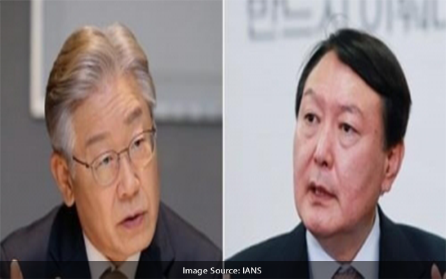 South Korean ruling partys presidential candidate Lee Jae myung and main opposition candidate Yoon Suk yeol
