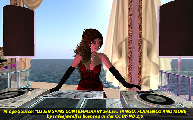 "DJ JEN SPINS CONTEMPORARY SALSA, TANGO, FLAMENCO AND MORE" by rafeejewell is licensed under CC BY-ND 2.0.