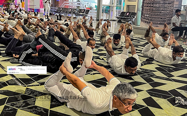 Mangaluru Intl Airport observes 8th International Yoga Day