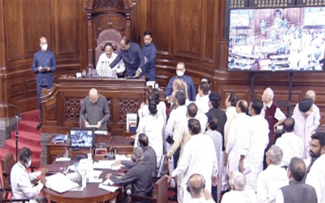 Amid din, Rajya Sabha adjourned till 12 p.m