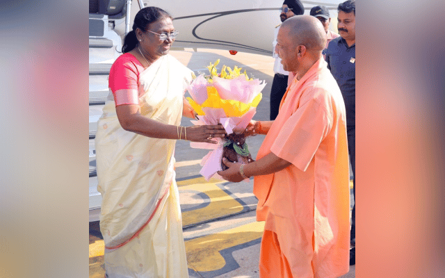 Draupadi Murmu arrives in Lucknow to a warm welcome