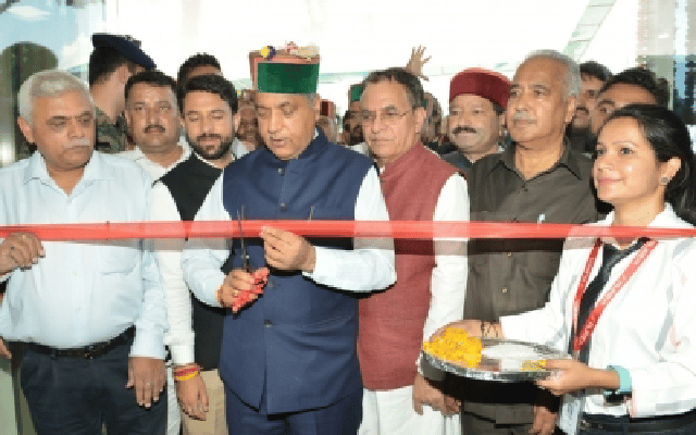 inaugurating a heliport in Rampur town