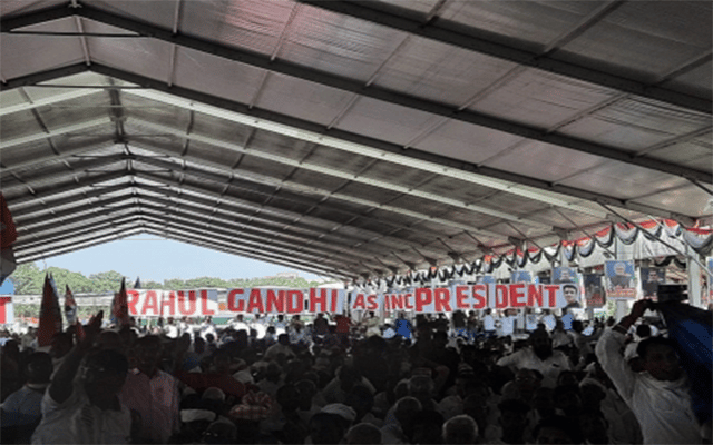 At Delhi rally, Cong workers demand Rahul as chief