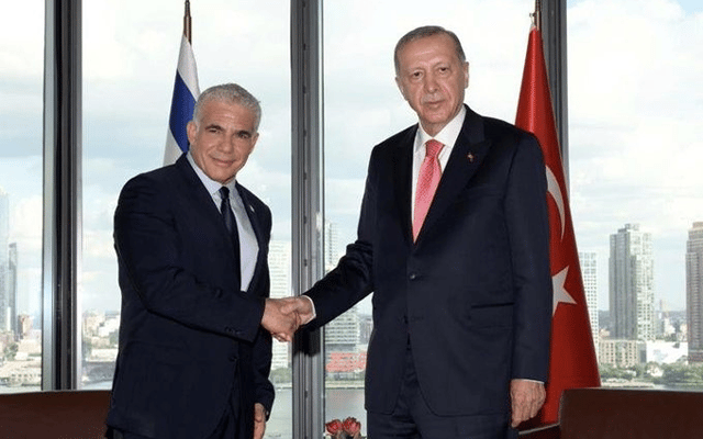 Israeli Prime Minister Yair Lapid and Turkish President Recep Tayyip Erdogan.