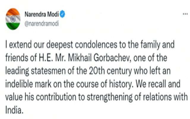 PM condoles passing away of Mikhail Gorbachev