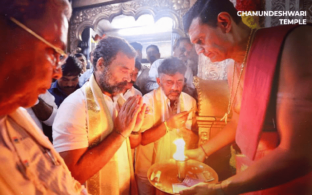 Rahul gandhi in chamundeshwari temple