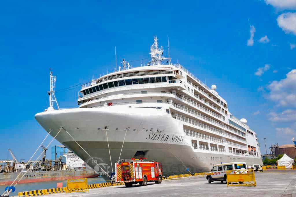002 Cruise Vessel Silver Spirit docks at New Mangalore Port