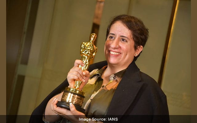 Jubilant Guneet Monga reaches Mumbai after Oscar conquest