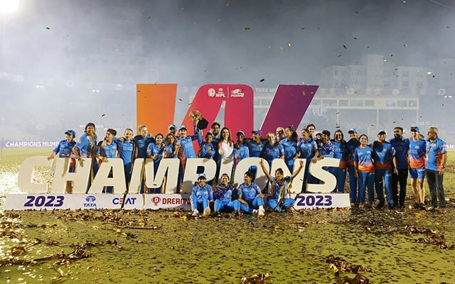 WPL 2023 Mumbai Indians members celebrate maiden triumph