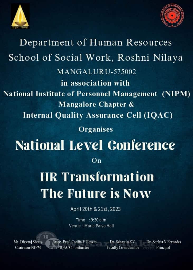 Natl Conf on HR Transformation at SSW Roshni Nilaya soon