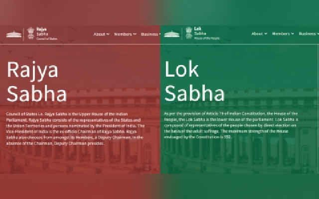 websites of Lok Sabha, Rajya Sabha