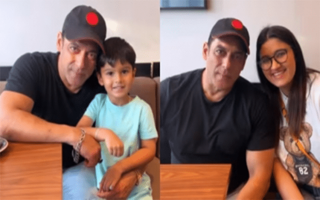 Salman poses with Sania Mirza's son, sister Anam in Dubai