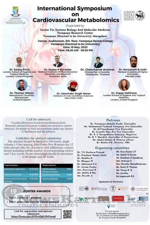 Yenepoya CSBMM hosting Intl Symposium on Cardio Metabolomics