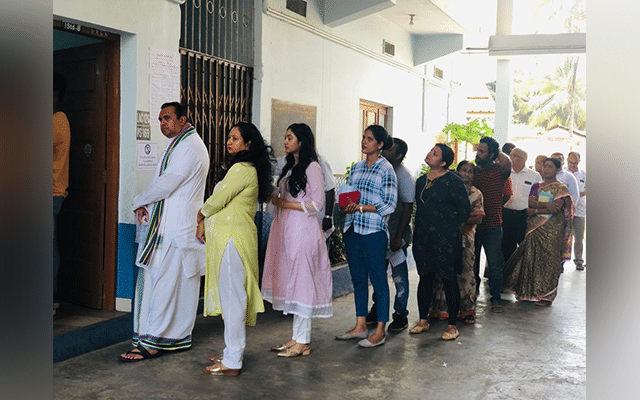 Udupi: Pramod Madhwaraj casts his vote at Narayana Guru Schoool