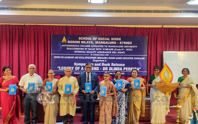 Dr Vijayakumar unveils book on Dr Olinda Pereira at Roshni Nilaya