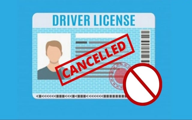 Cancellation of driving license.