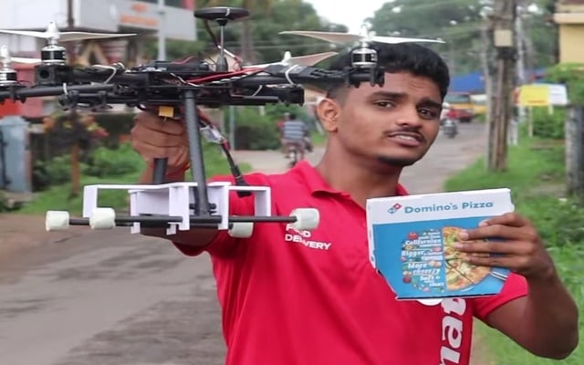 pizza delivery drone by Mangaluru boy