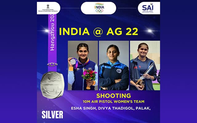 Asian Games Indian women win silver in 10m Air Pistol Team event