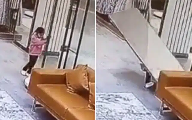 In a tragic event, a 3-year-old girl in Ludhiana, Punjab, died when a large glass door of a clothing showroom fell over her. The horrific event was caught on camera, and the community is shocked and appalled by the footage.