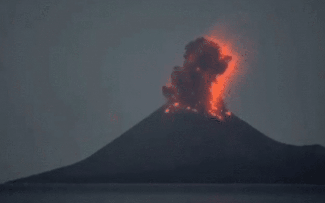 Indonesia's Anak Krakatau volcano located in the waters of the Sunda Strait erupted on Tuesday, spewing an ash cloud of about 1 km high, an official said