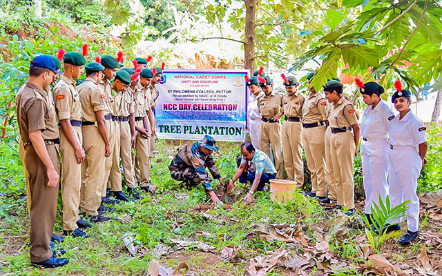 Tree Planting marks SPC Puttur celebration of NCC Day